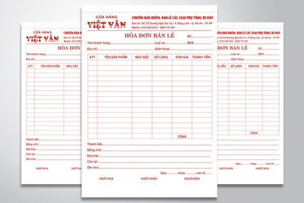 Dịch vụ in hóa đơn bán lẻ - Miễn phí thiết kế 100% - In ấn Ưu Việt